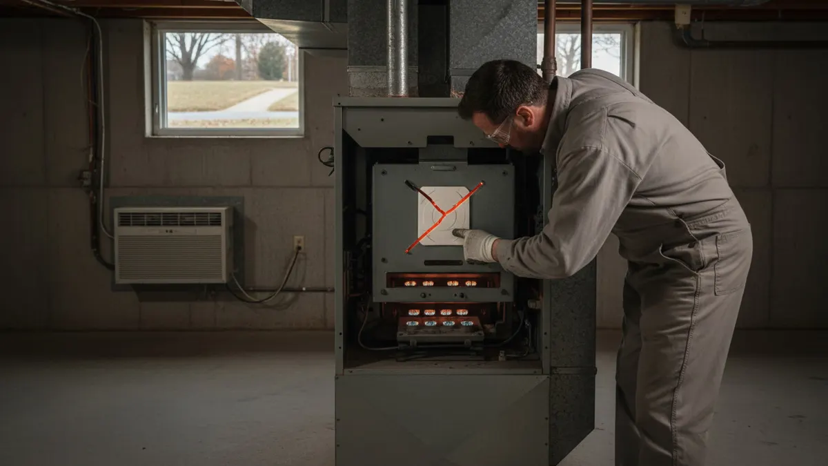 Cracked hot surface ignitor during furnace service